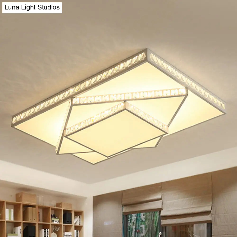 Lámpara de techo cuadrada empotrada de metal de 3 niveles DecorBites™ con LED contemporáneo - Blanca/3rd Gear