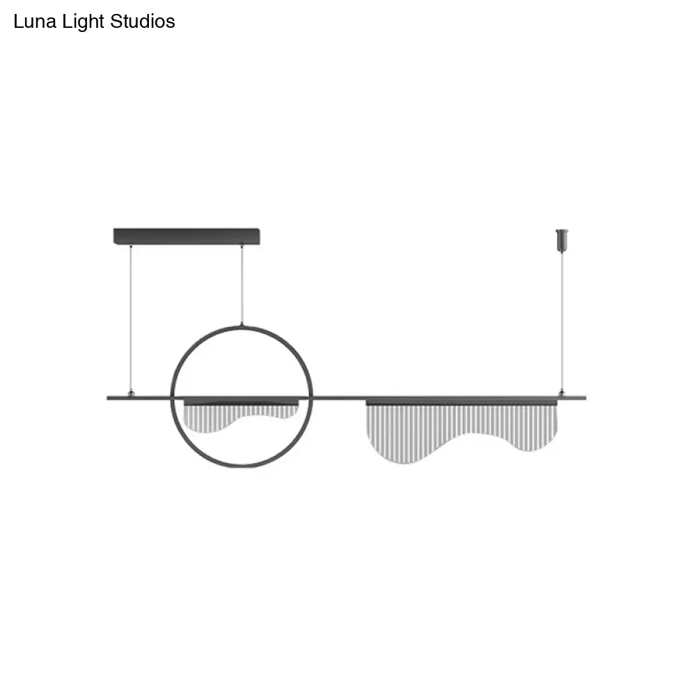 Lámpara colgante contemporánea DecorBites™ de metal con diseño ondulado acrílico y luz LED descendente circular y lineal negra