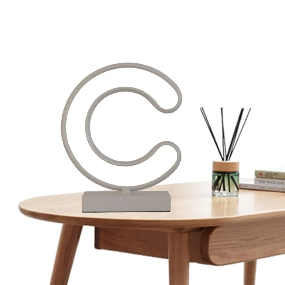 Contemporary LED Nightstand Lamp - White Curvy Book Light with Acrylic Shade - Warm/White Light Option