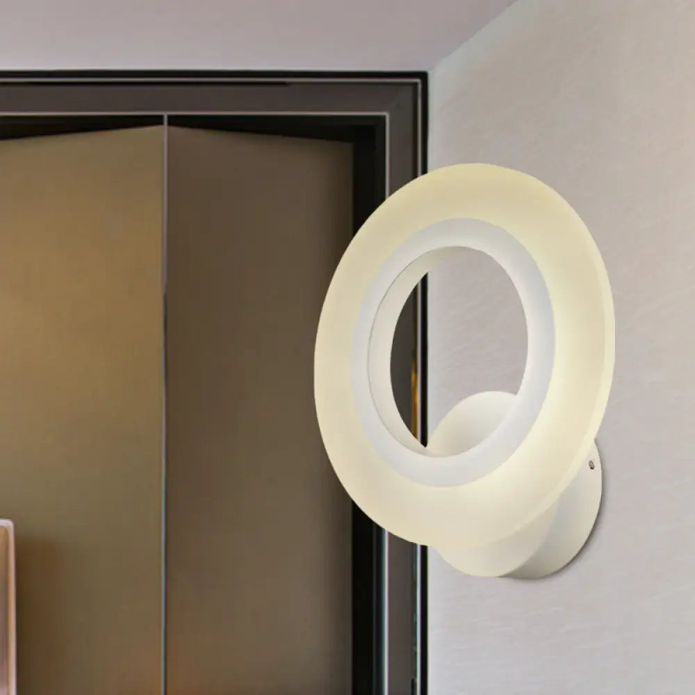 DecorBites™ DecorBites™ Contemporary LED Wall Sconce Lamp - White Ring Design with Acrylic Shade - Warm/White Light