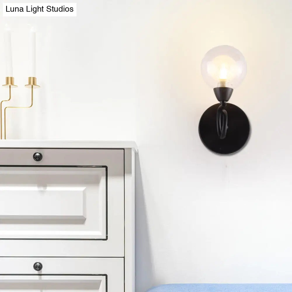 Aplique de pared LED contemporáneo DecorBites™ - Diseño redondo de cristal blanco (montaje negro)