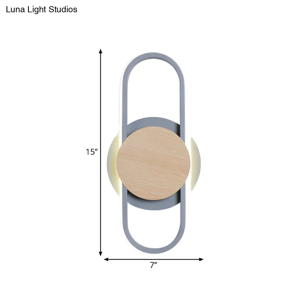 DecorBites™ Contemporary LED Wall Sconce Lighting - Grey Oval & Round Design for Bedside