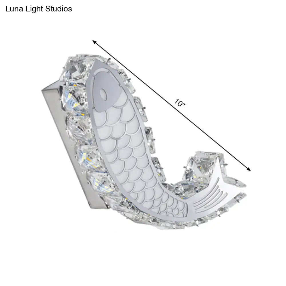 DecorBites™ Contemporary LED Wall Sconce with Crystal Block Shade for Bedside Mounting