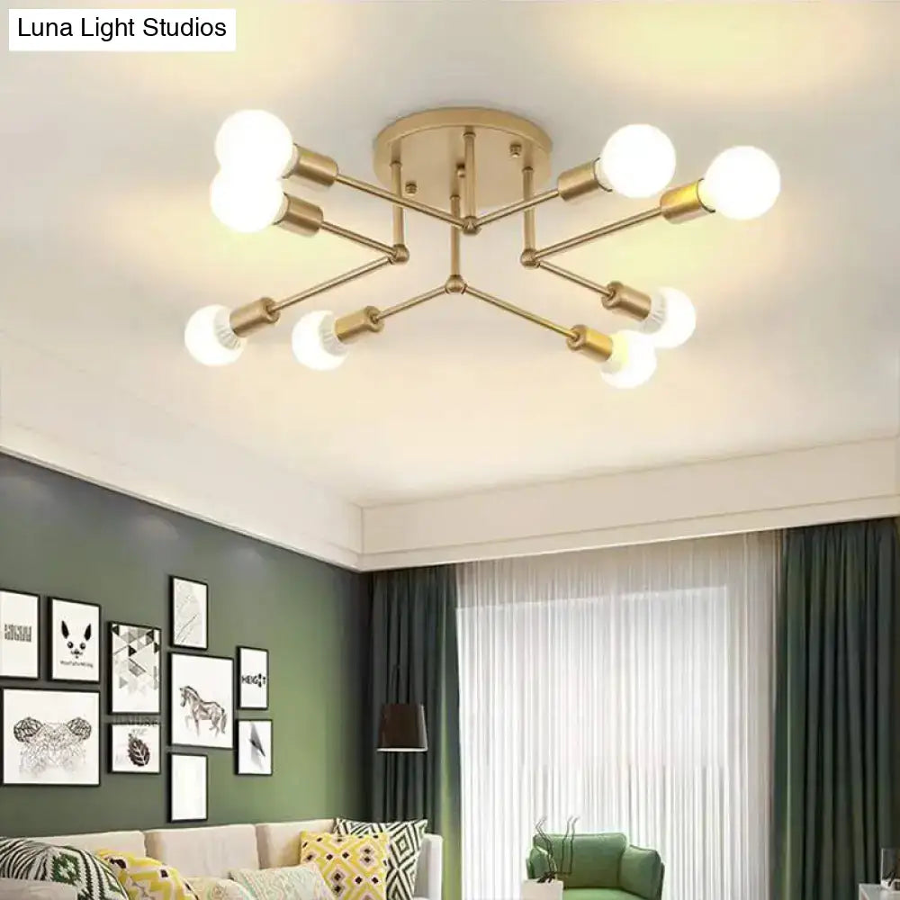 DecorBites™ DecorBites™ Contemporary Metal Branching Chandelier – Stylish Semi Flush Ceiling Light for Living Room