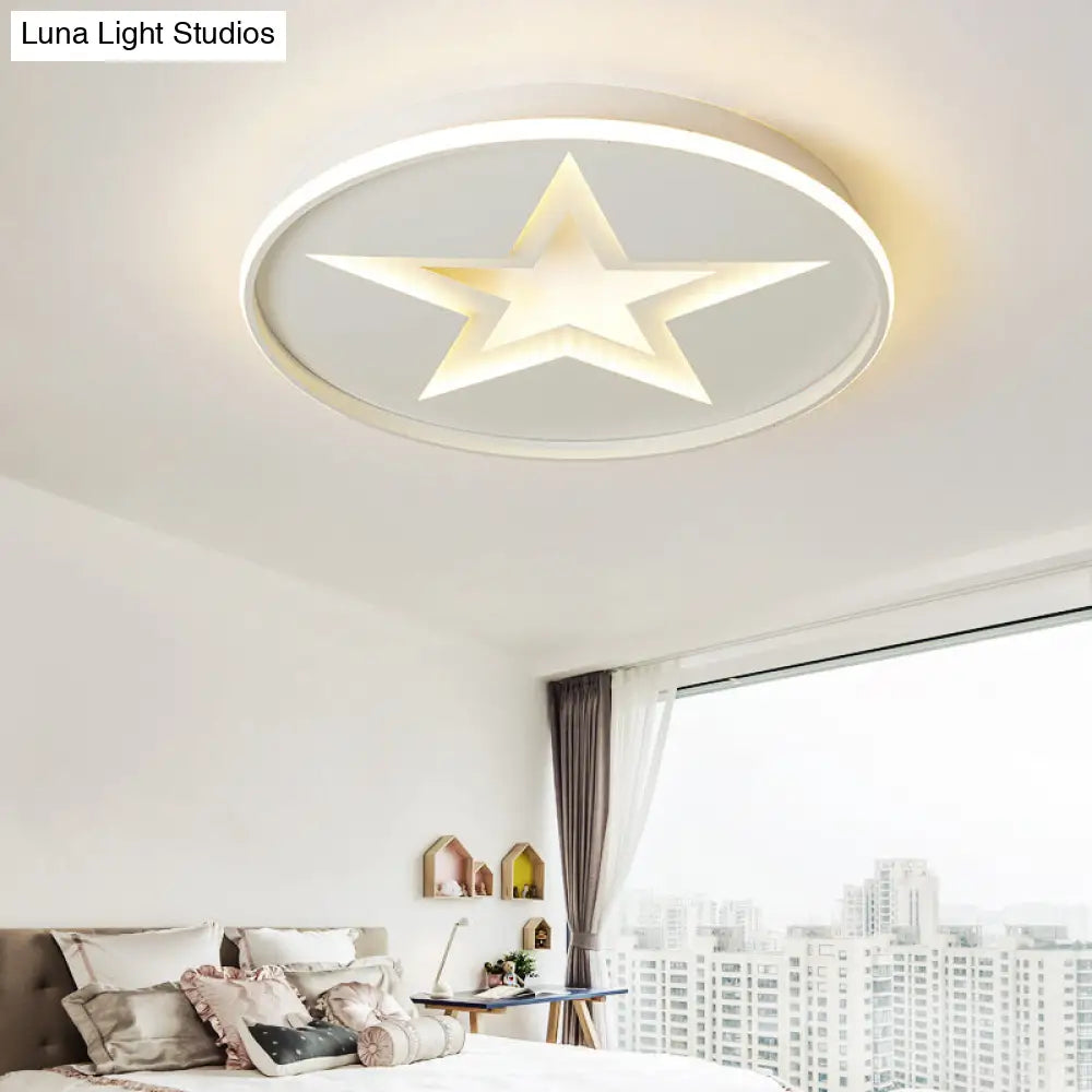 DecorBites™ DecorBites™ Contemporary Metal Flush Mount Star Ceiling Lamp, White Finish for Living Room Illumination
