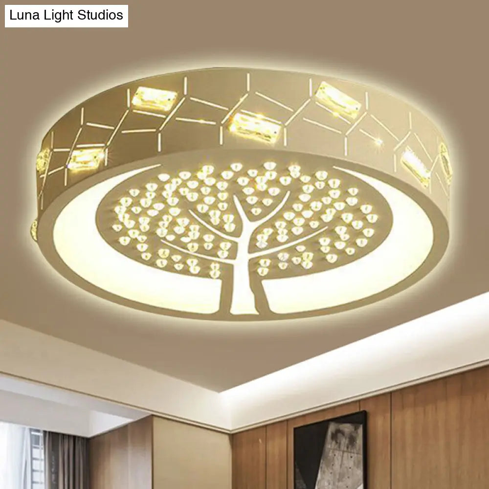 DecorBites™ Contemporary Metal LED Flush Mount Light with Tree Pattern, Crystal Bead, White/Warm Lighting