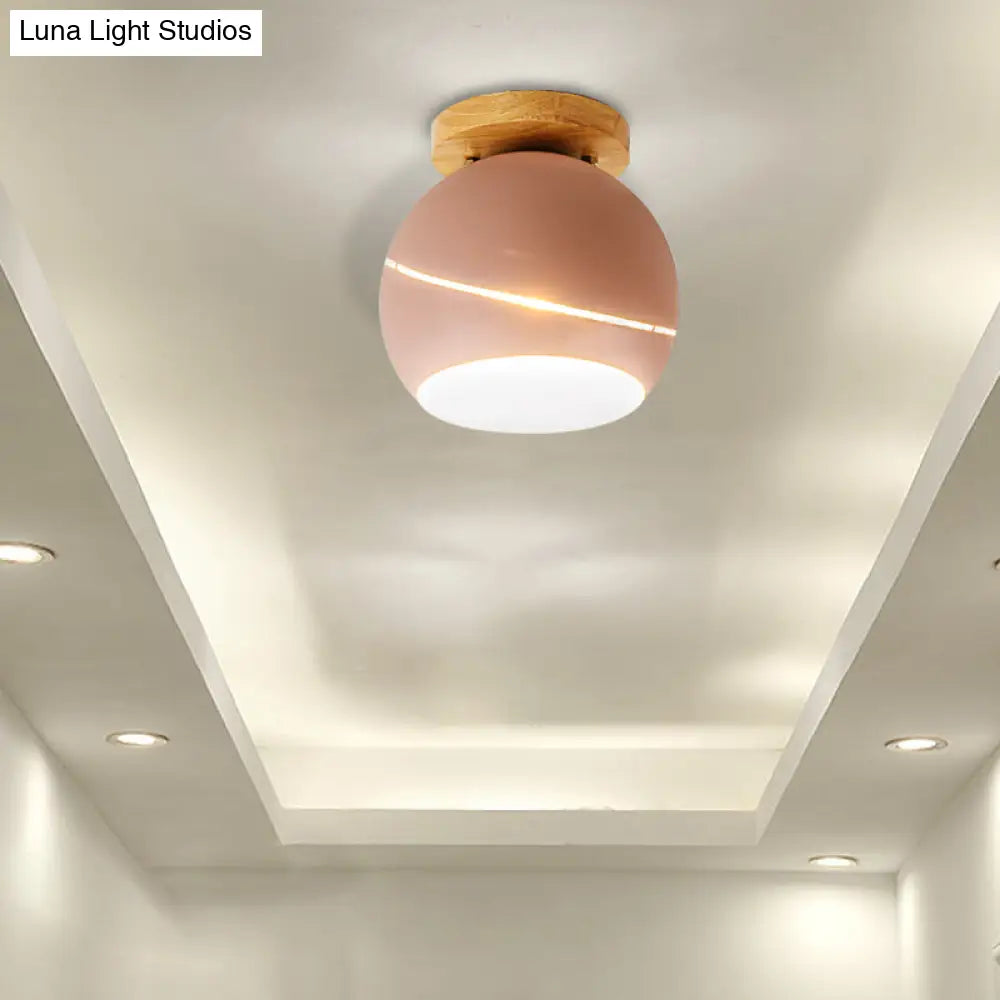 DecorBites™ DecorBites™ Contemporary Metal Spherical Flush Mount Ceiling Light - Green/Pink/Gray - 1 Head Indoor Fixture