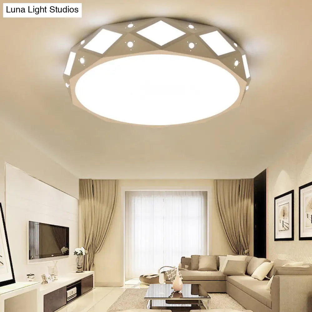 DecorBites™ DecorBites™ Contemporary Metallic Drum Flush Ceiling Light Fixture - LED White/Warm Light