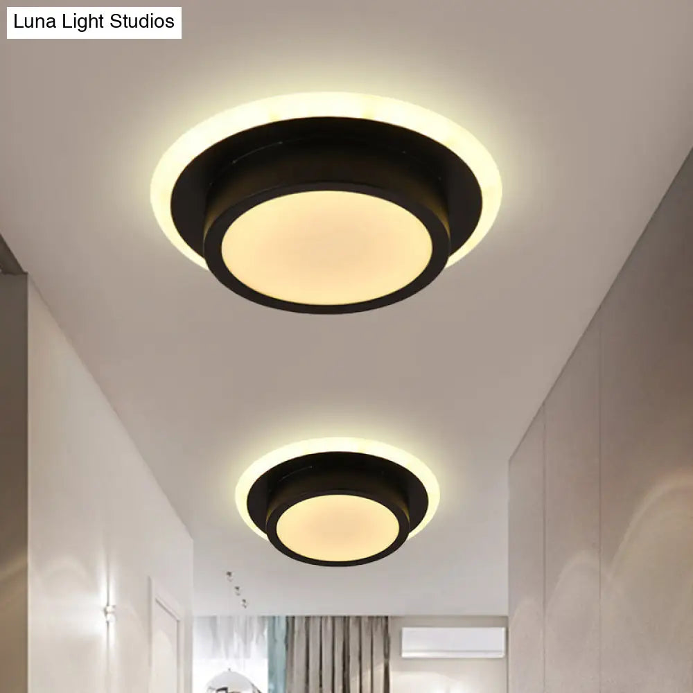 DecorBites™ DecorBites™ Contemporary Mini Round/Square Flush Mount Ceiling Light in Black/White with Metal Finish - LED Flushmount with Warm/White Light