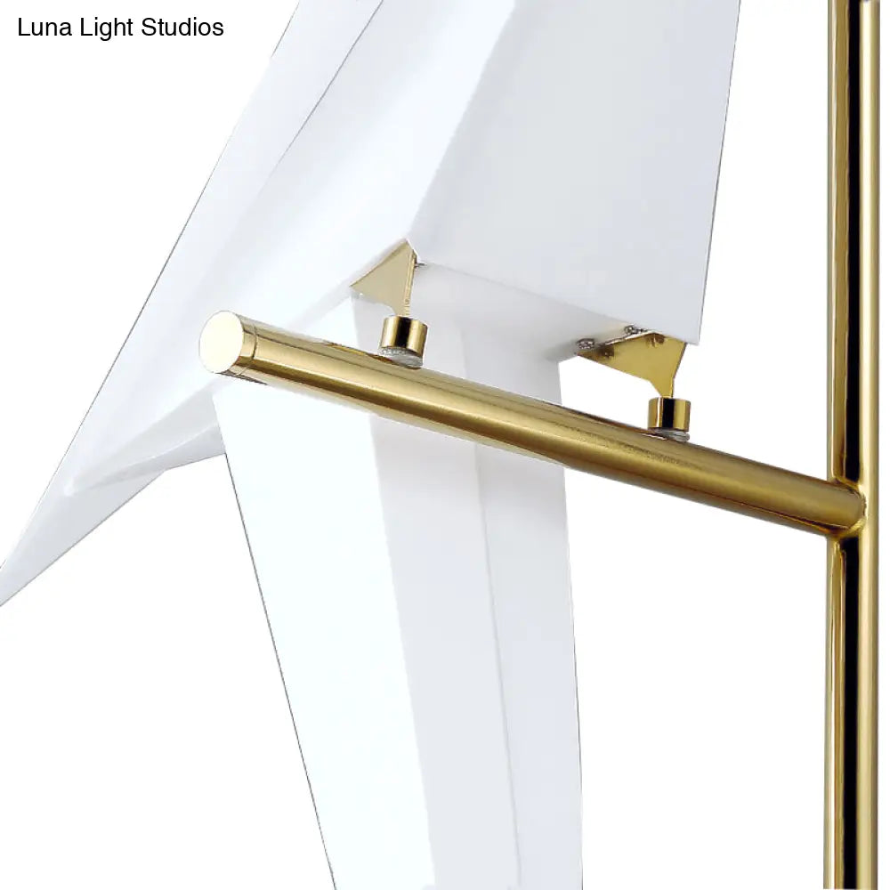 Contemporary Plastic Birdie Table Lamp with Gold Finish - Stylish Lighting for Living Room