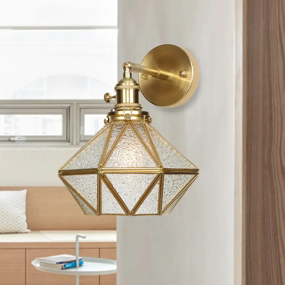 DecorBites™ DecorBites™ Contemporary Prismatic Glass Wall Sconce with Geometric Design - Brass Mount Light Fixture
