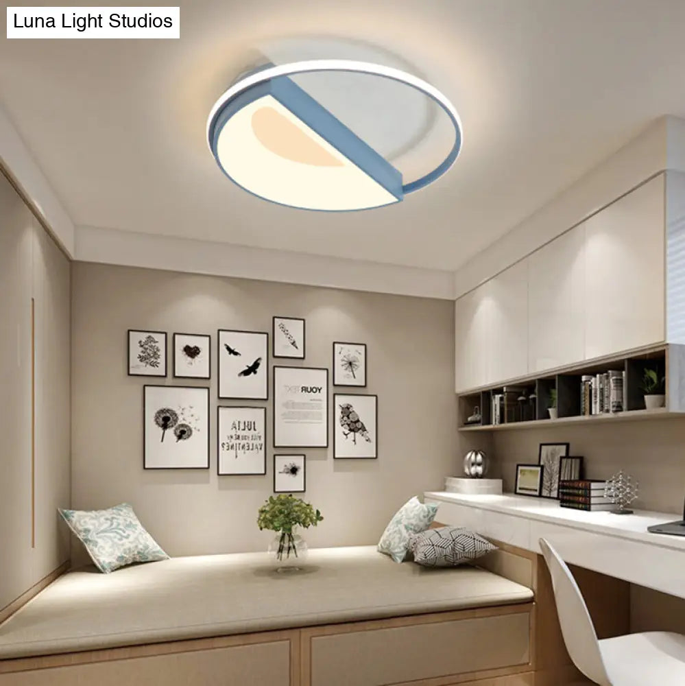 DecorBites™ Contemporary Round Acrylic Flush Mount Lamp LED 18"/21.5" Wide White/Pink/Blue, for Bedroom in Warm/White Light