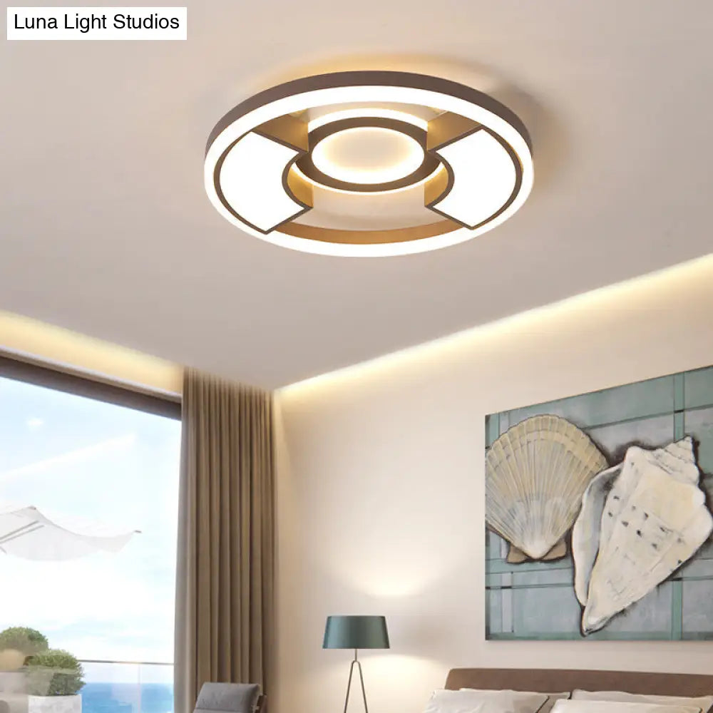 DecorBites™ DecorBites™ Contemporary Round Flush Mount LED Ceiling Light Fixture - 16"/19.5" Diameter - Warm/White Light - for Bedroom