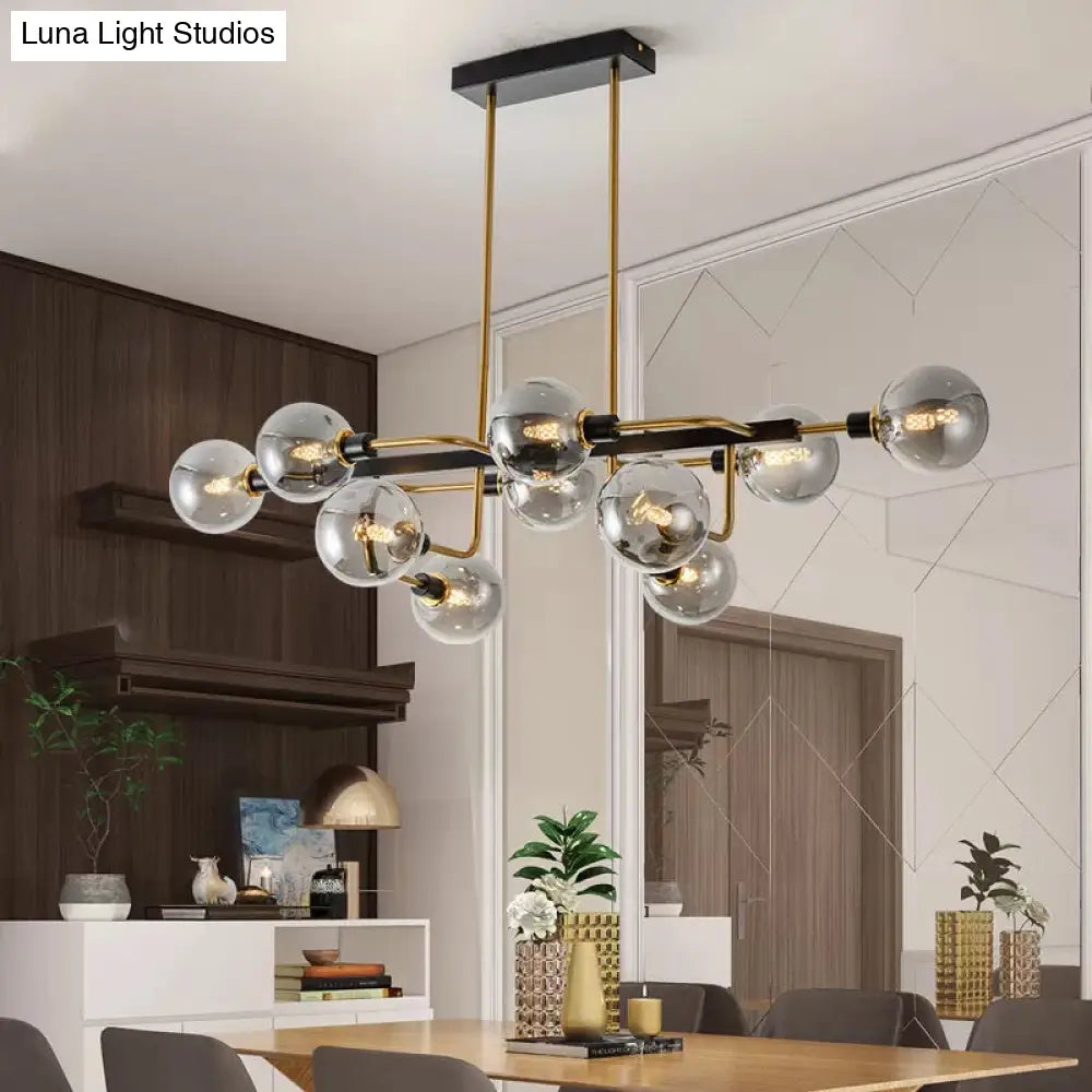 Lámpara de araña contemporánea Starburst: Lámpara colgante de cristal ámbar/gris humo/crema de 10 luces