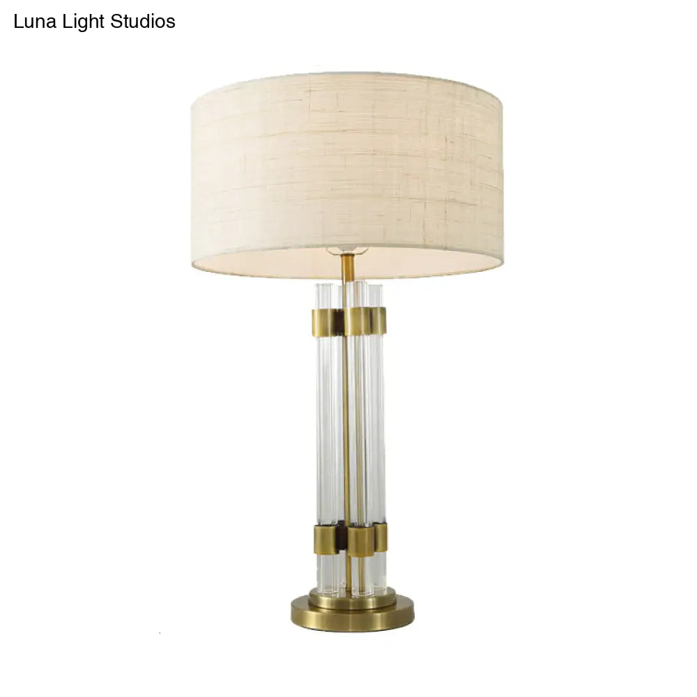 مصباح مكتبي معاصر من الكريستال الأبيض: مصباح طاولة أنيق بمصباح واحد لغرفة المعيشة