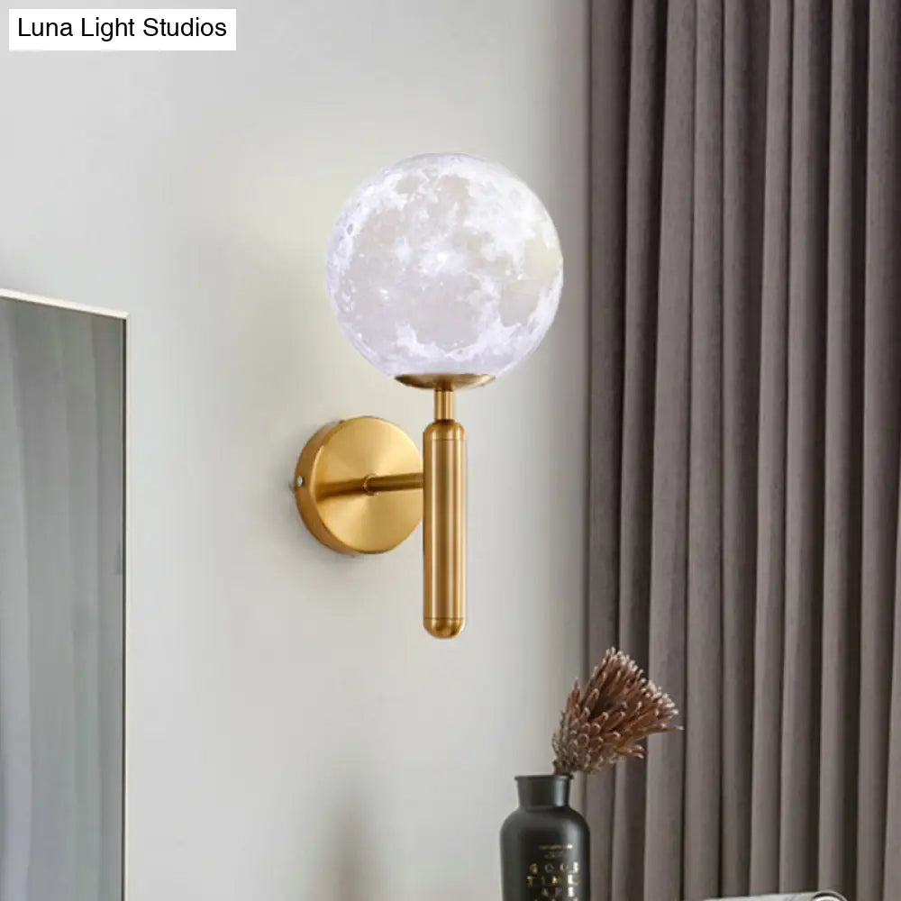 DecorBites™ Contemporary White Glass Wall Sconce Light with Gold Metal Pencil Arm