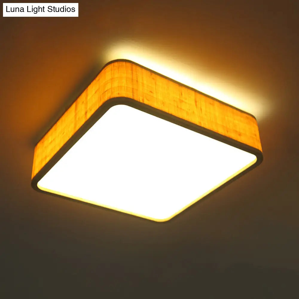 DecorBites™ DecorBites™ Contemporary Wood LED Flush Mount Ceiling Light Fixture - Bamboo Square Design