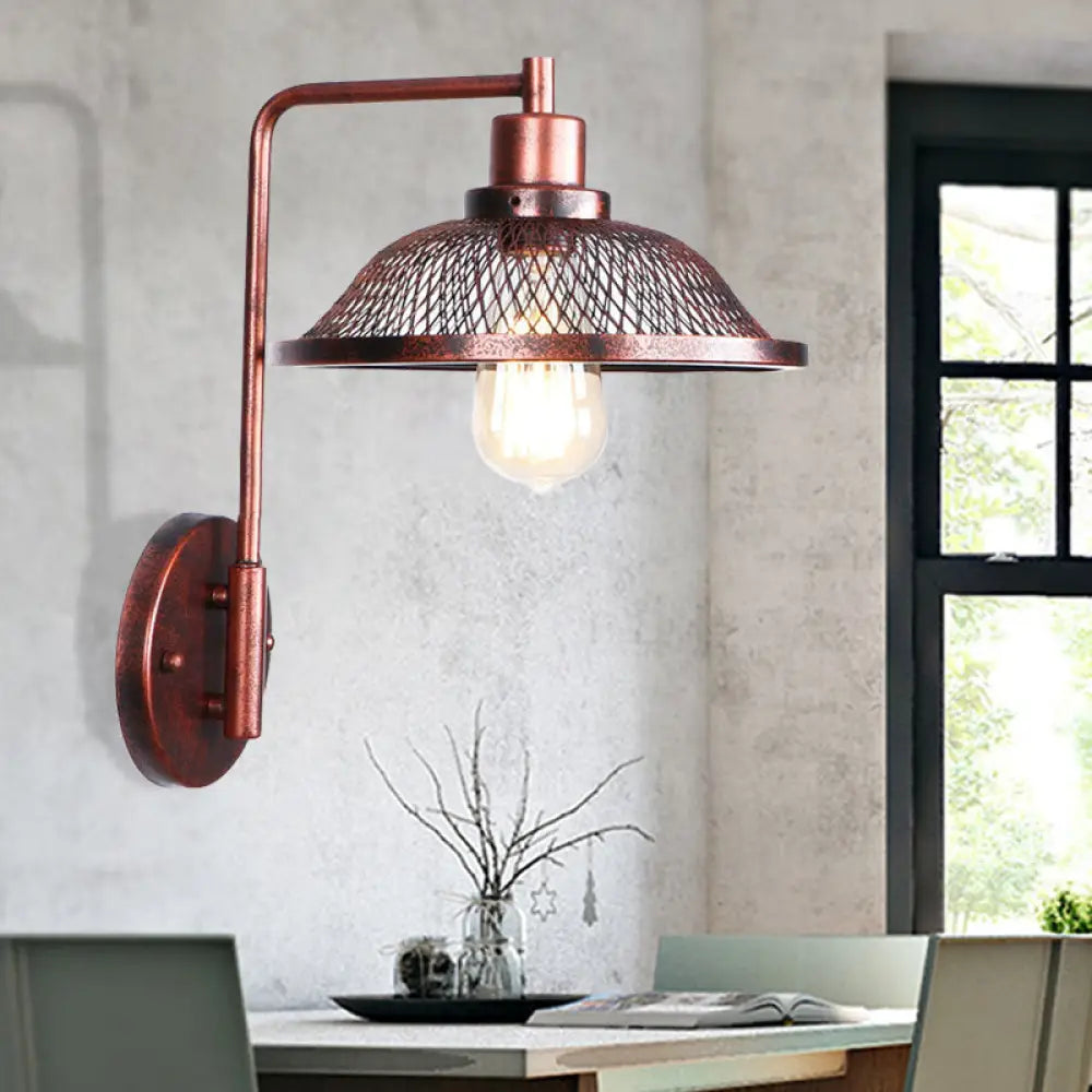 Copper Industrial Wall Sconce with Cone/Dome/Wide Flare Shade - Stylish Dining Room Light Fixture