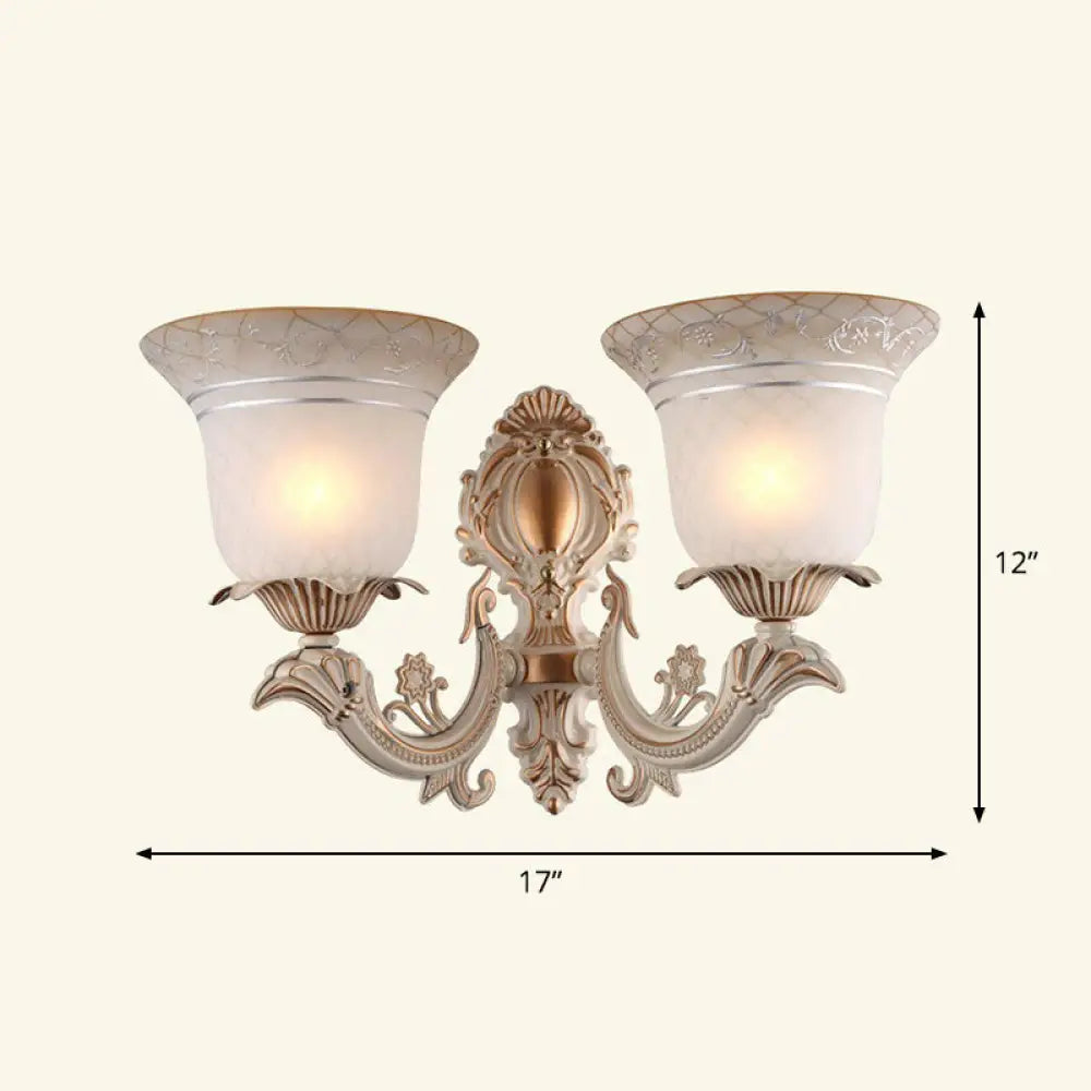 Country Style Frosted Glass Wall Lamp - Hallway Sconce Lighting Fixture