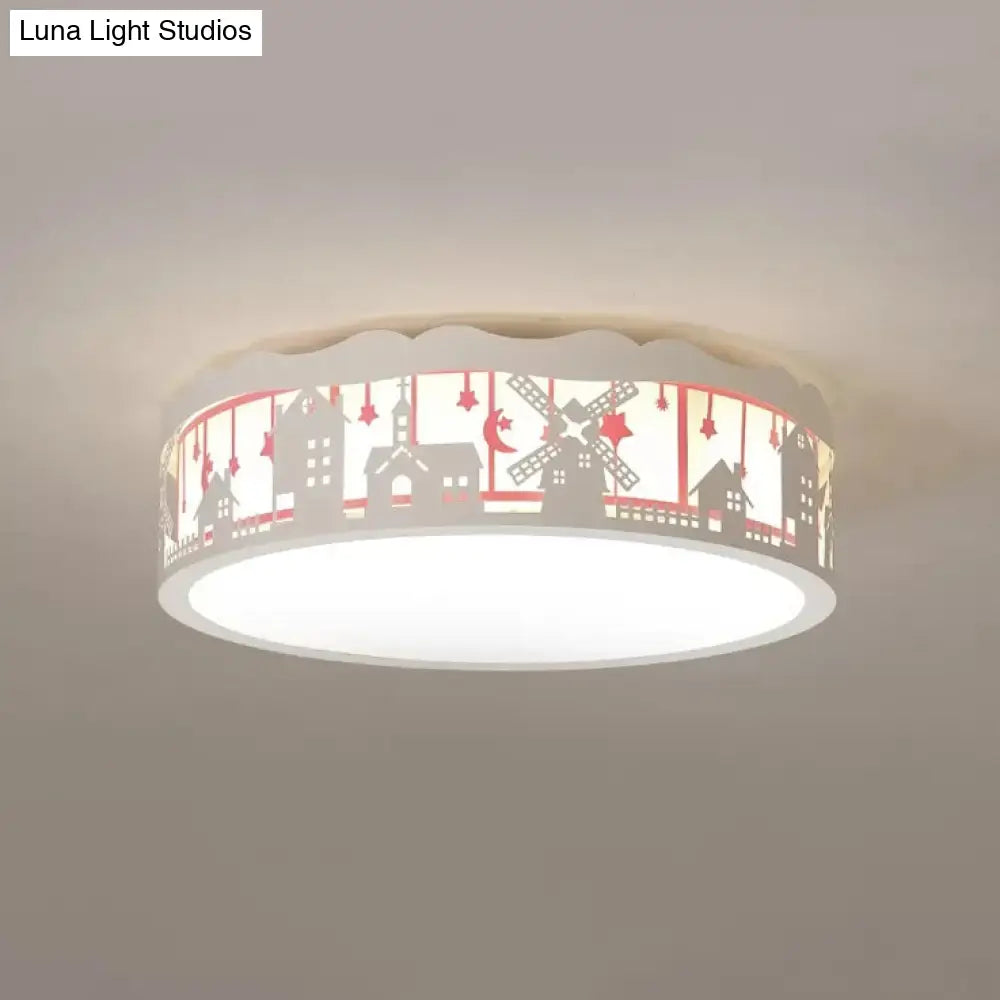 DecorBites™ DecorBites™ Country View Nordic Style Drum Ceiling Lamp for Living Rooms: Metal Flush Ceiling Light