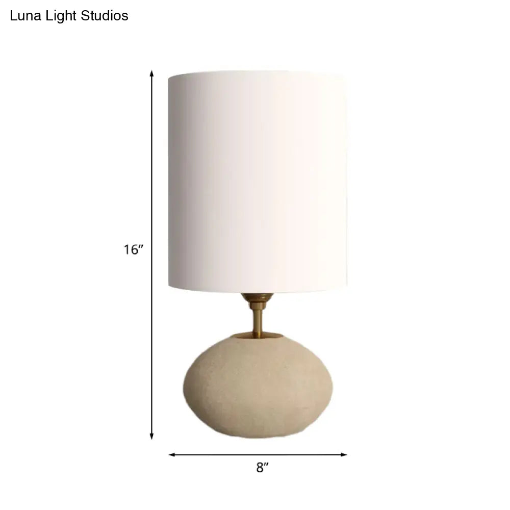 Countryside Fabric Table Lamp with Stone Base - 1 Bulb, Light-Khaki, for Living Room Nightstand