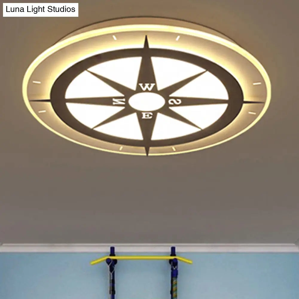 DecorBites™ DecorBites™ Creative Compass Flushmount Light - White Acrylic Ceiling Fixture for Children Room, Nursing Rooms