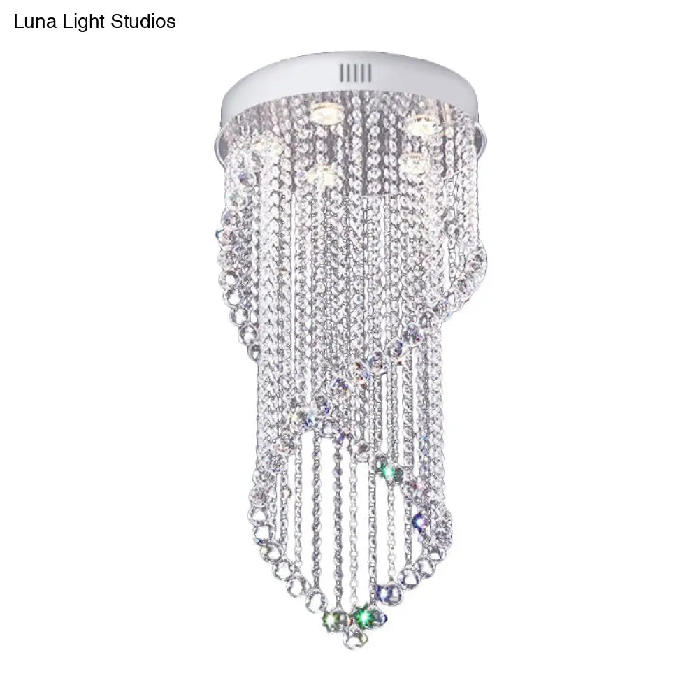 ديكوربايتس™ ديكوربايتس™ مصباح سقف حلزوني على شكل كرة بلورية مع 5 مصابيح بسيطة - لمسة نهائية من النيكل لغرفة النوم