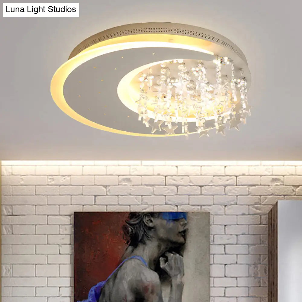 DecorBites™ Crystal Deco LED Flushmount Ceiling Light for Kid's Bedroom - Modern & White