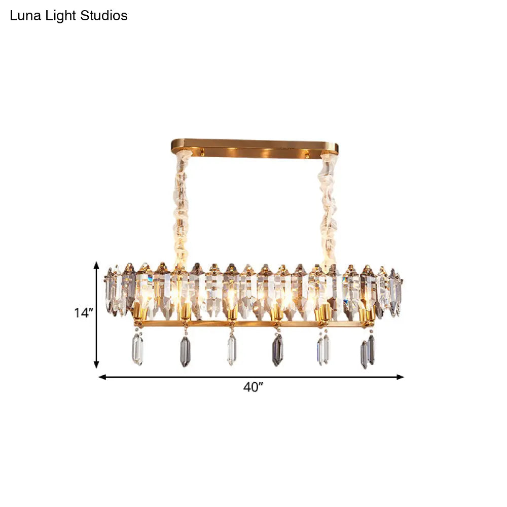 DecorBites™ Crystal Drop Island Lighting - 12 Heads, Modern Clear Oval Design for Dining Hall