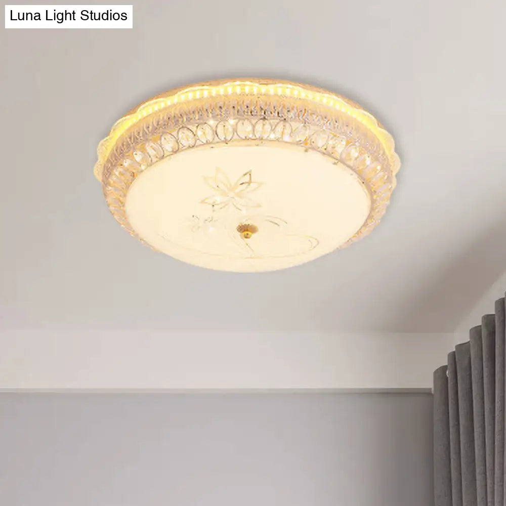DecorBites™ DecorBites™ Crystal-Embedded LED Flush Mount Ceiling Light in Gold - Classic Bowl Design