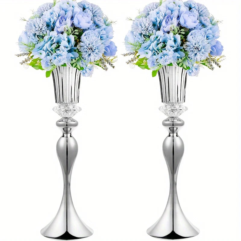 Crystal Flower Stand Set 22’’ Tall Metal Vases - Silver-2pcs / United States - Vase