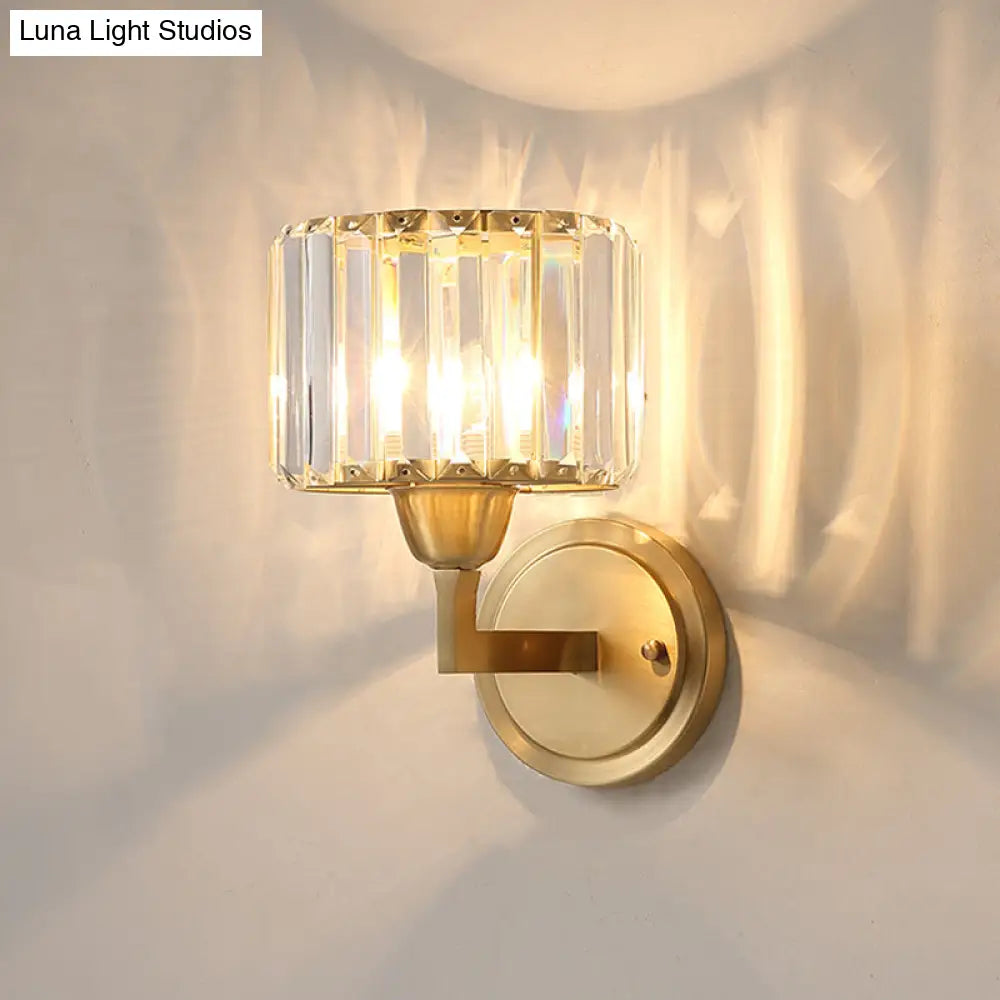 DecorBites™ Crystal Prism Wall Lamp: Postmodern Brass Bedside Sconce