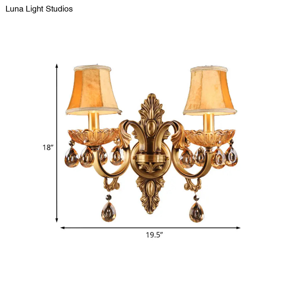 شمعدان من القماش على شكل قطرة مطر كريستالية: إضاءة جدارية نحاسية ريفية لغرفة النوم