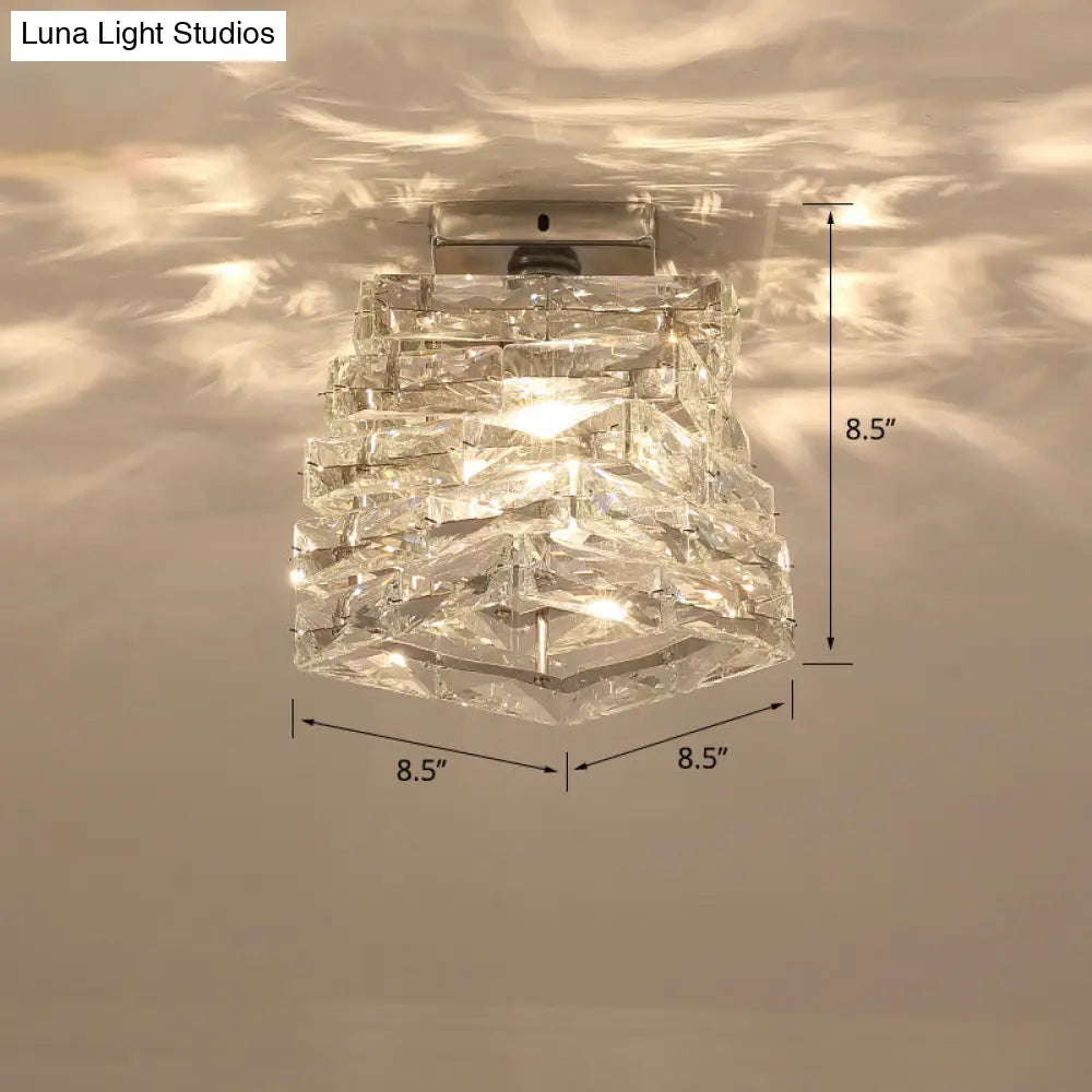 Lámpara de techo cuadrada espiral de cristal DecorBites™ - Moderna, de 1 luz, semiempotrada para pasillos