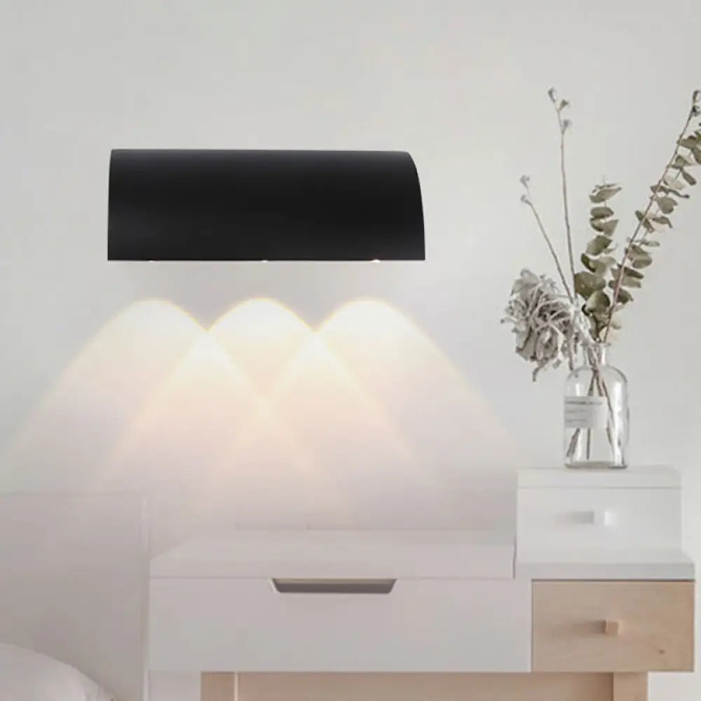 DecorBites™ Curved Black Wall Lamp: Minimalist LED Metal Mount Lighting in Warm/White Light
