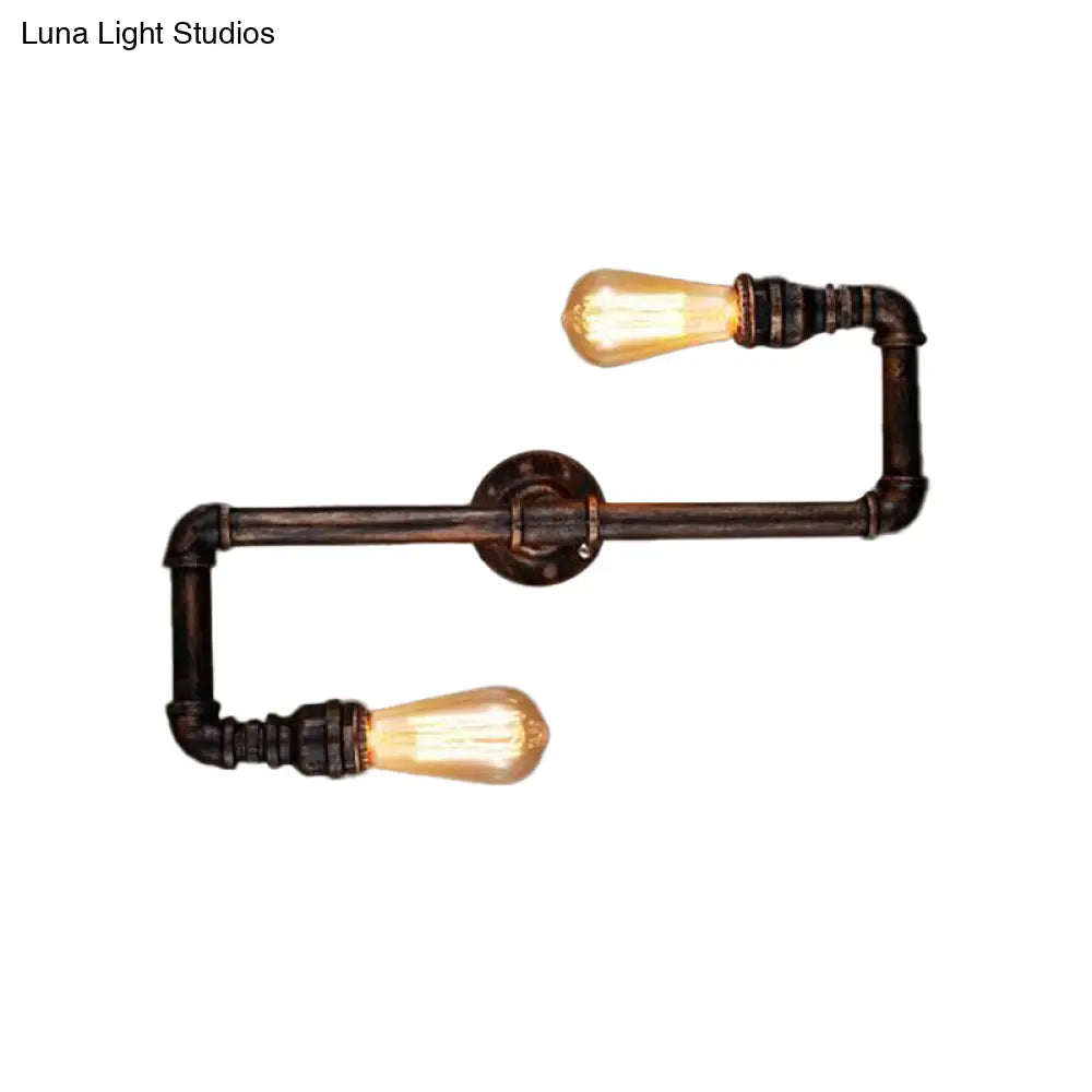 DecorBites™ Cyberpunk Bronze Finish Iron Wall Mounted Lamp - 2 Heads Tortuous Pipe Wall Light Kit for Restaurants