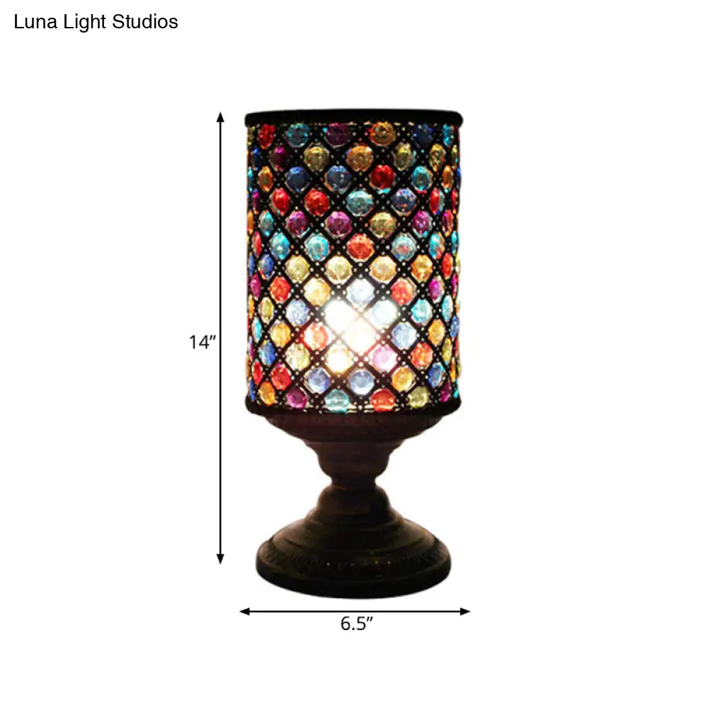 مصباح طاولة أسطواني من النحاس الأصفر - ديكور أنيق لغرفة المعيشة