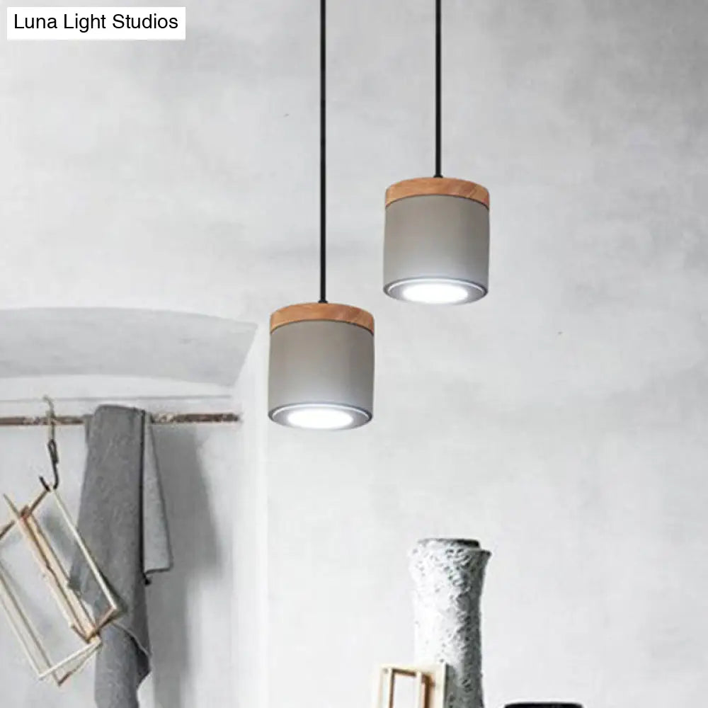 مصباح معلق LED أسطواني عتيق من الأسمنت باللون الرمادي – إضاءة دافئة/بيضاء لغرفة الطعام