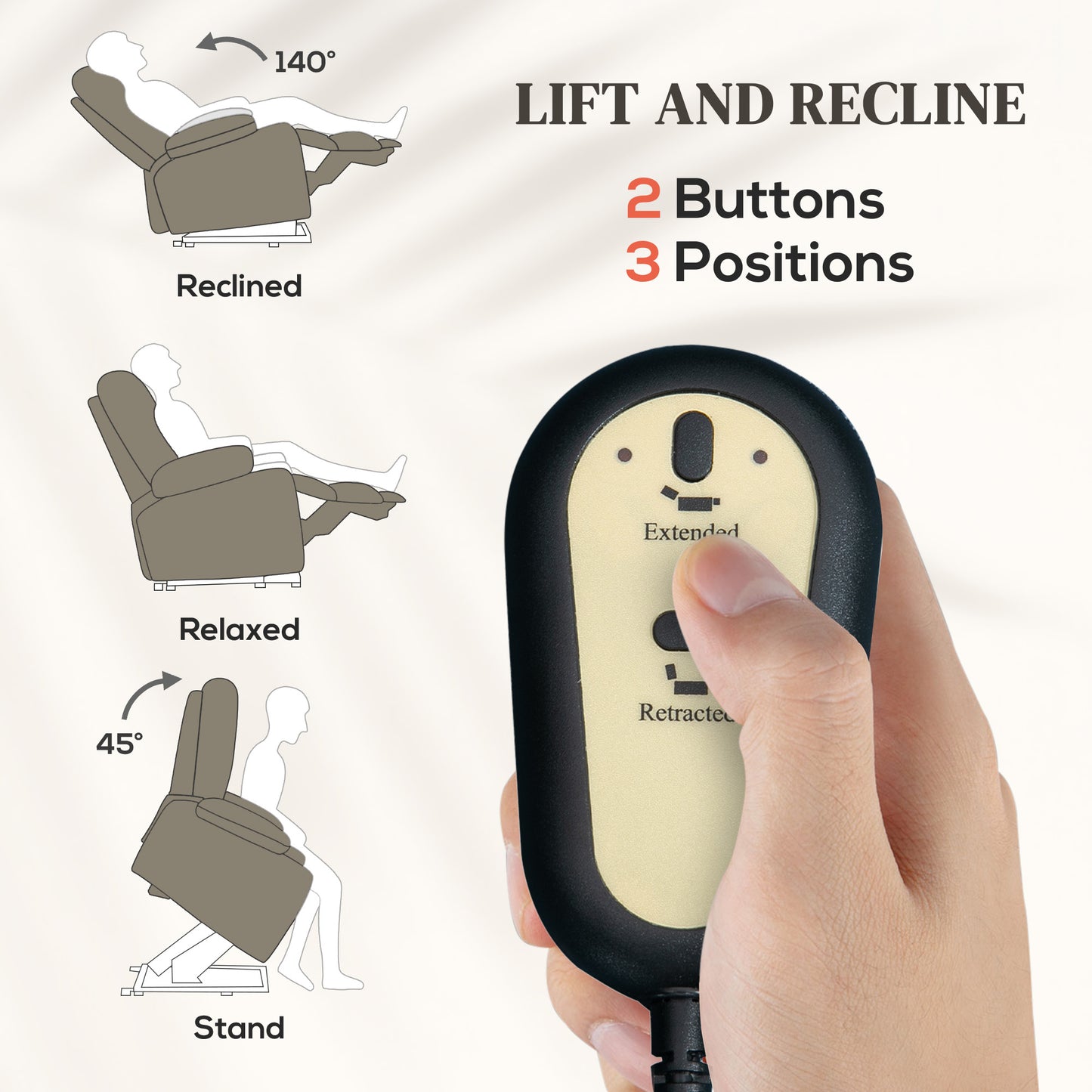 Power Lift Chair For Elderly, Fabric Recliner Sofa With Remote Control, Side Pockets, Quick Assembly, Coffee