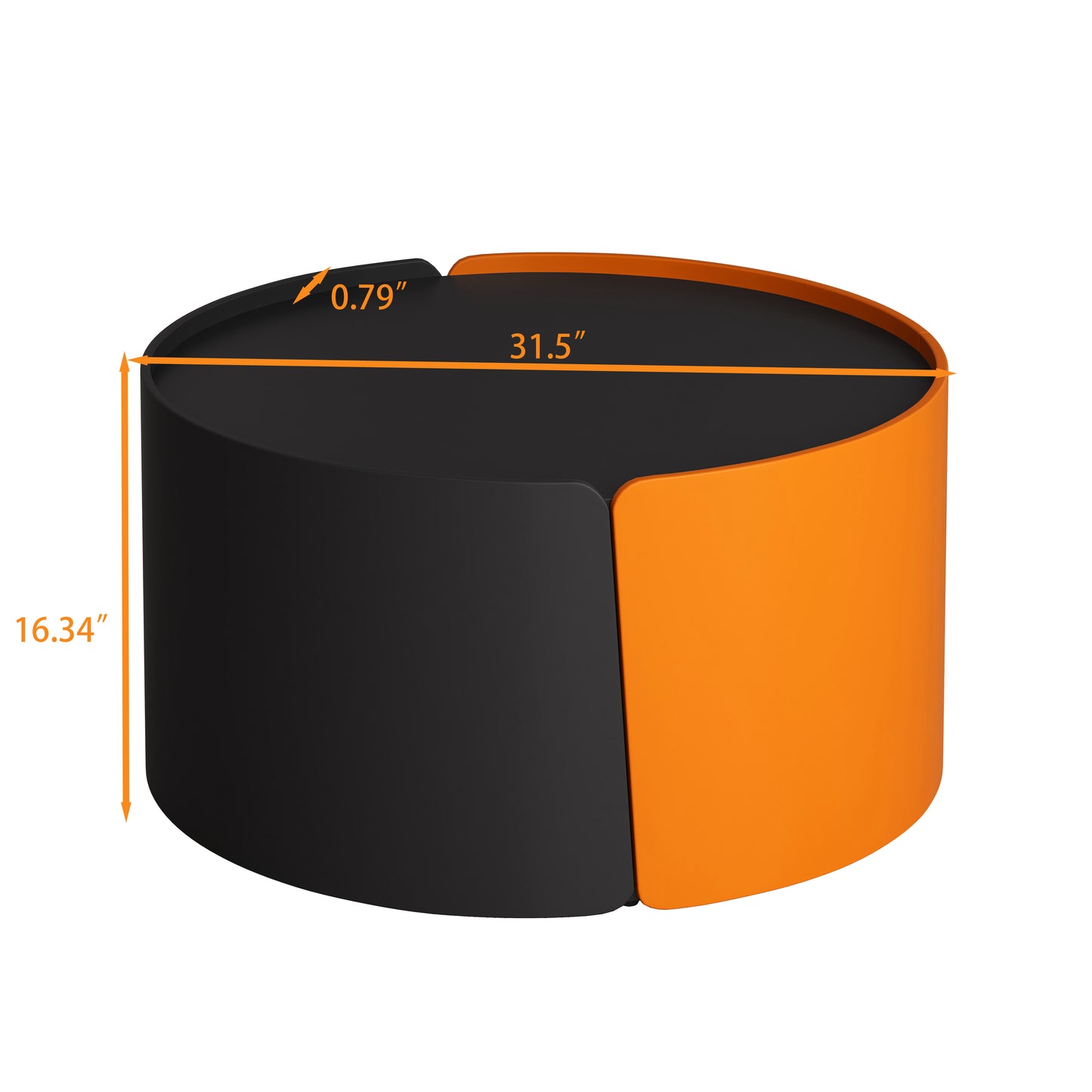 Nesting Coffee Table, Round Nesting Tables And End Tables For Small Space, Modern Side Tables With Extendable Sliding Tabletop For Living Room, Office,Black, No Need Assembly