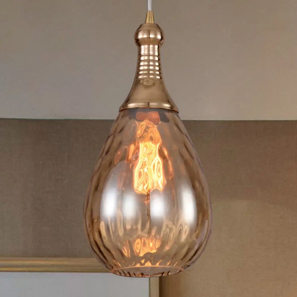 DecorBites™ Daisy - Industrial Black/Brass Teardrop Ceiling Light Industrial Clear/Amber/Grey Water Glass 1-Light Bedroom Pendant Lighting Fixture