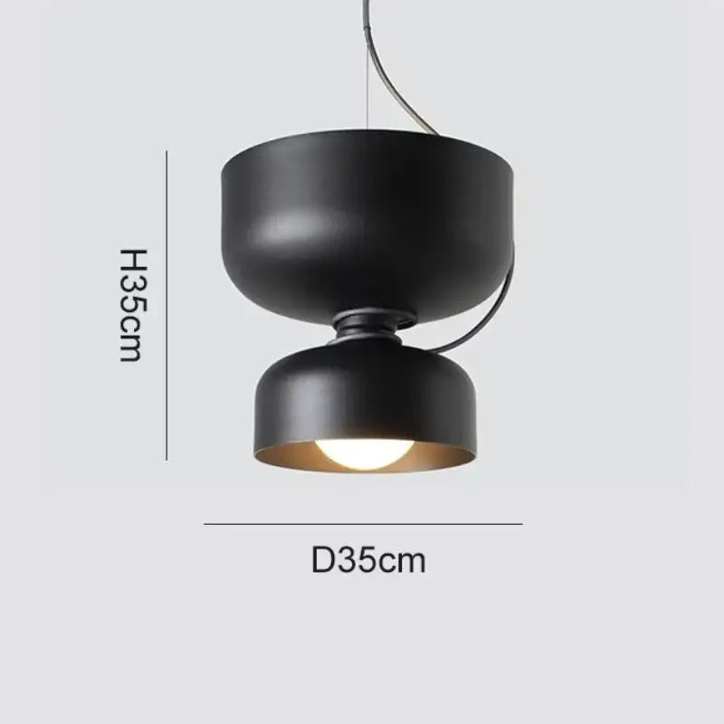 Black matte wrought iron pendant light with two-tiered bowl design and warm interior for kitchen led bulb use