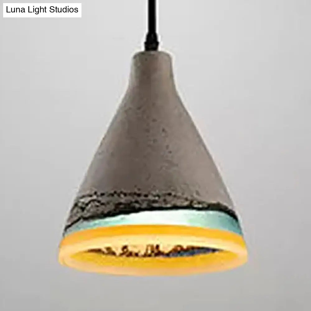 DecorBites™ Dark Blue/Light Blue/Orange Conic Pendant Light Antique Style Cement 1 Head Restaurant Hanging Light Fixture