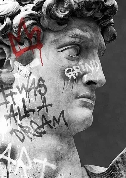 David Graffiti Art Canvas Print for Room Decor - WHITE / 20x30cm No Frame
