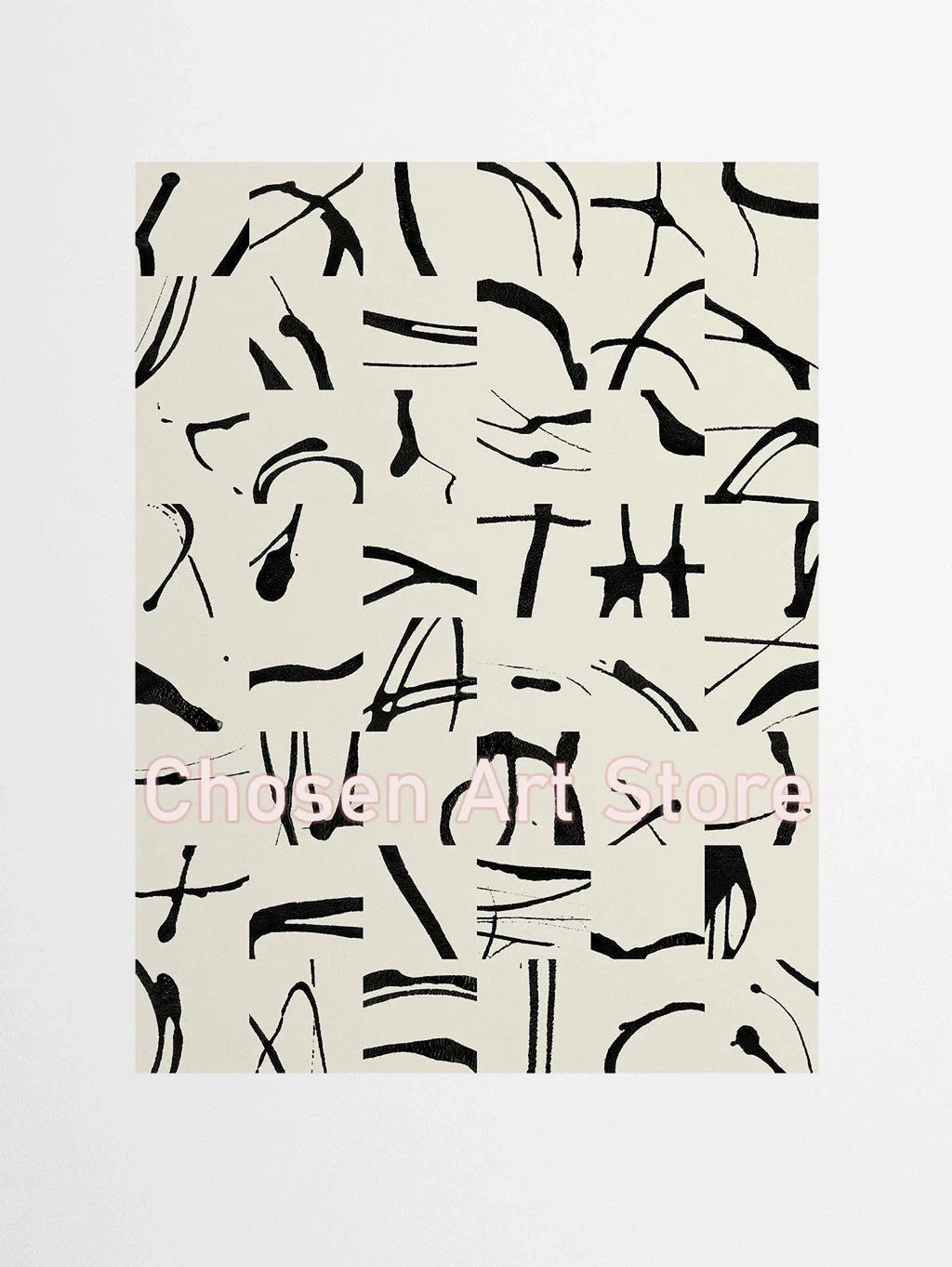 6 Black & Beige Abstract Canvas Poster Prints - 60X80cm Unframed / 1 - Posters