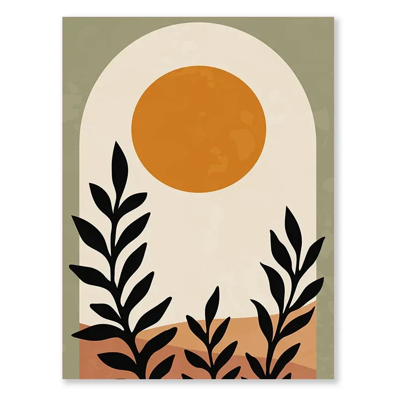 Abstract Nordic Leaf Canvas Wall Art - 02 / 21x30cm No Frame - Posters