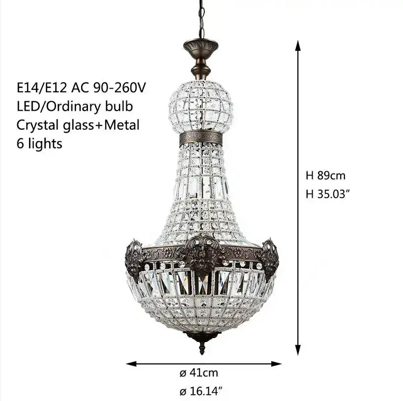 Elegant decorbites art deco crystal led chandelier with six lights and ornate metal accents for parlor and bedroom use
