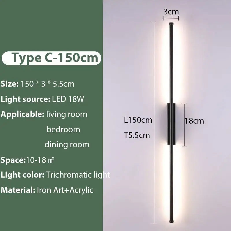 Modern black iron led wall lamp by decorbites featuring sleek minimalist design for living room bedside tv background