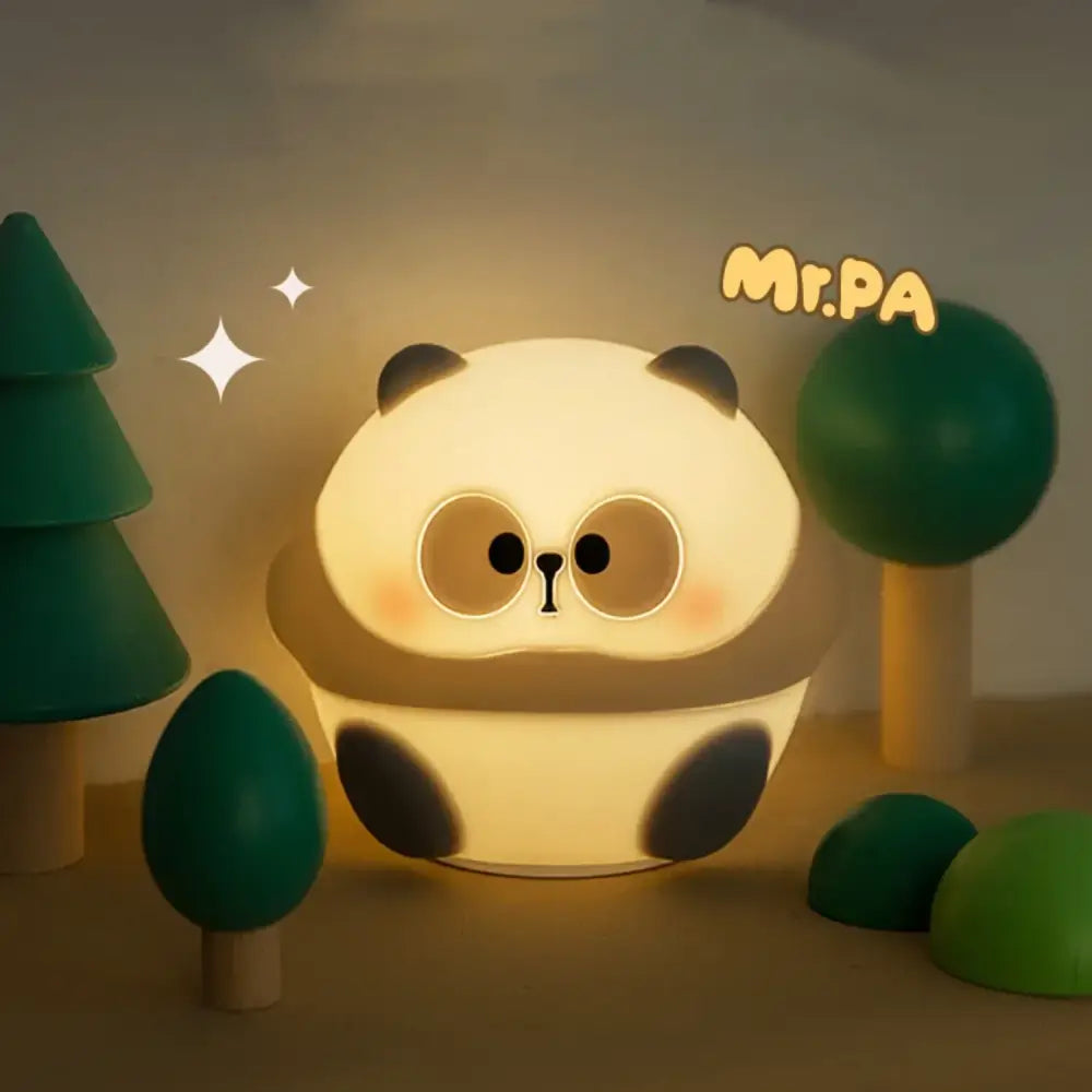 Decorbites cute panda night light with soft glowing white and black design for bedroom sleep lamp ambiance