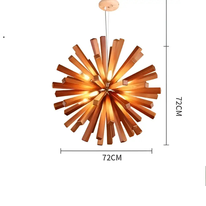 Warm-toned 72cm decorbites dandelion wooden pendant light with wooden slats starburst design for dining room glow